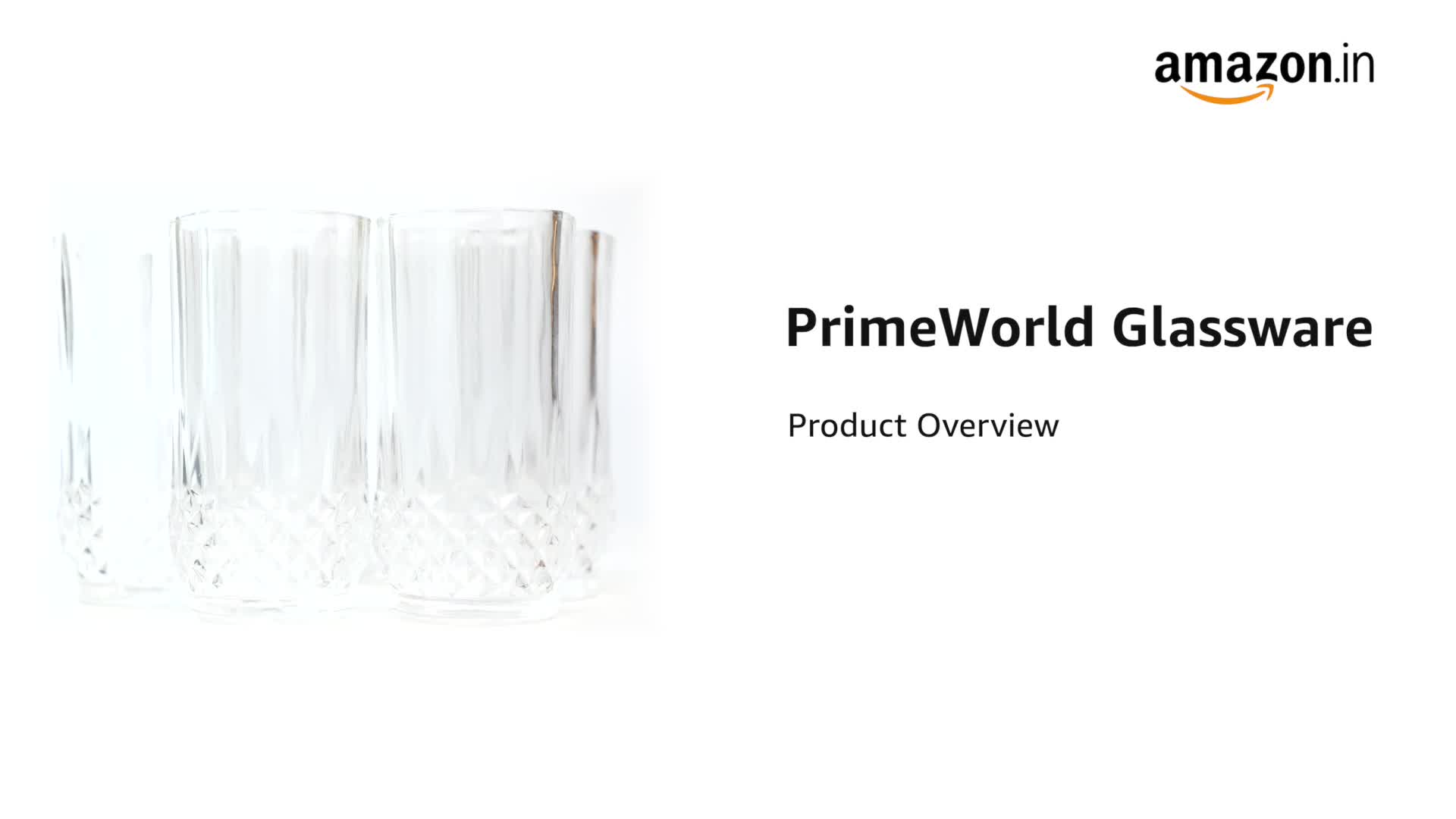 PrimeWorld Glassware Water/Juice Glass - 6 Pieces, Transparent, 255 ml