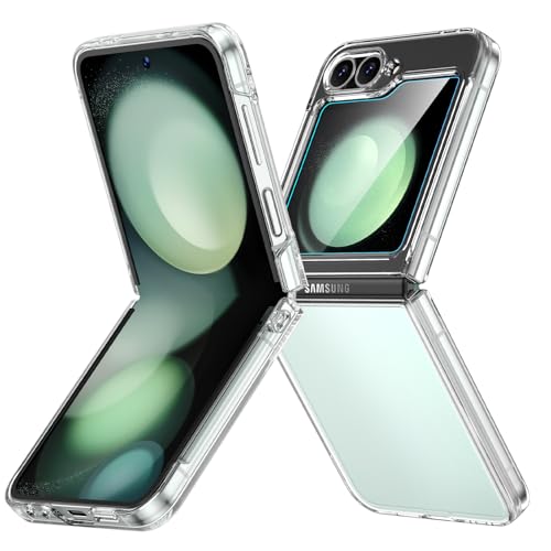 Image of Ruky for Z Flip 5 Clear Case, Anti-Yellowing, Full Body Cover Hard PC Ultra-Thin Anti-Scratches Shockproof, Support Wireless Charging Protective Phone Cover for Samsung Galaxy Z Flip 5, Transparent