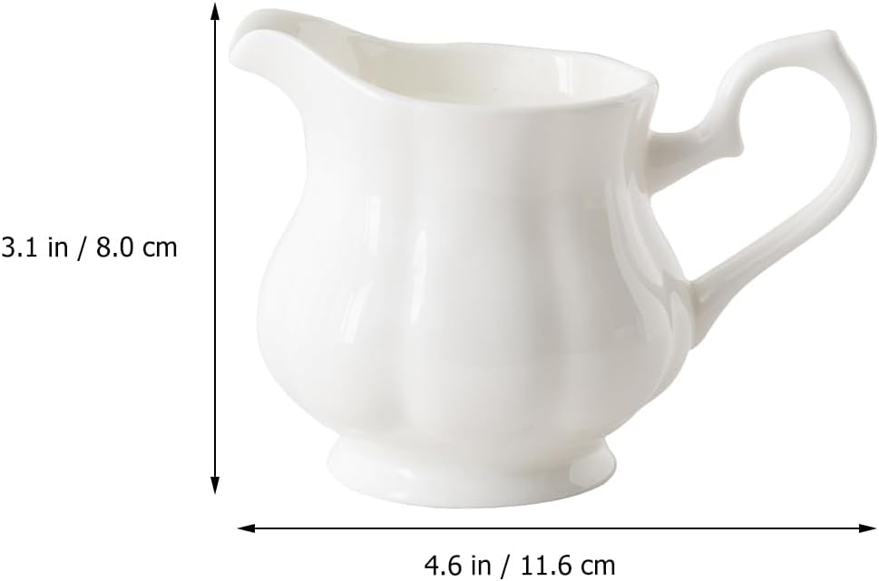 2 Pcs Milk Cup Espresso Shot Glass Mini Heater Coffee Jar Ceramic Tea Pitcher Soy Sauce Bowls Sauce Dish with Handle Mini Milk Pitcher Honey Creamer Concentrate Ceramics Set White
