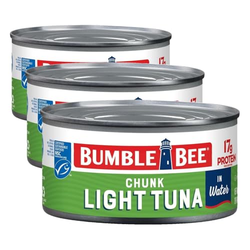 Image of Bumble Bee Chunk Light Tuna In Water, 12 oz Can - Wild Caught Skipjack Tuna - 17g Protein Per Serving - MSC Certified Sustainable Seafood, Non-GMO, Gluten Free, Kosher (Pack of 3)