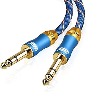 EMK Guitar Cable 6.35mm Stereo Cable TRS Instrument Audio Cable 6.35mm Male Stereo Balance Guitar Jack Lead for Electric Bass Amplifier DJ Mixer Keyboard (1m)