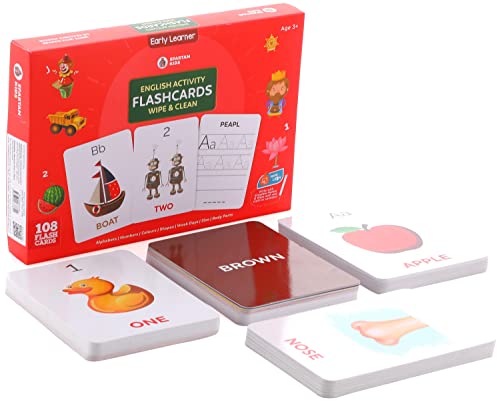 Image of SPARTAN KIDS Language Skills Flash Cards for Kids (108 Flash Cards) Early Learning Flashcards for Kids | Activity Flash Cards with Free Erasable Marker (Wipe & Clean) with Free Erasable Marker