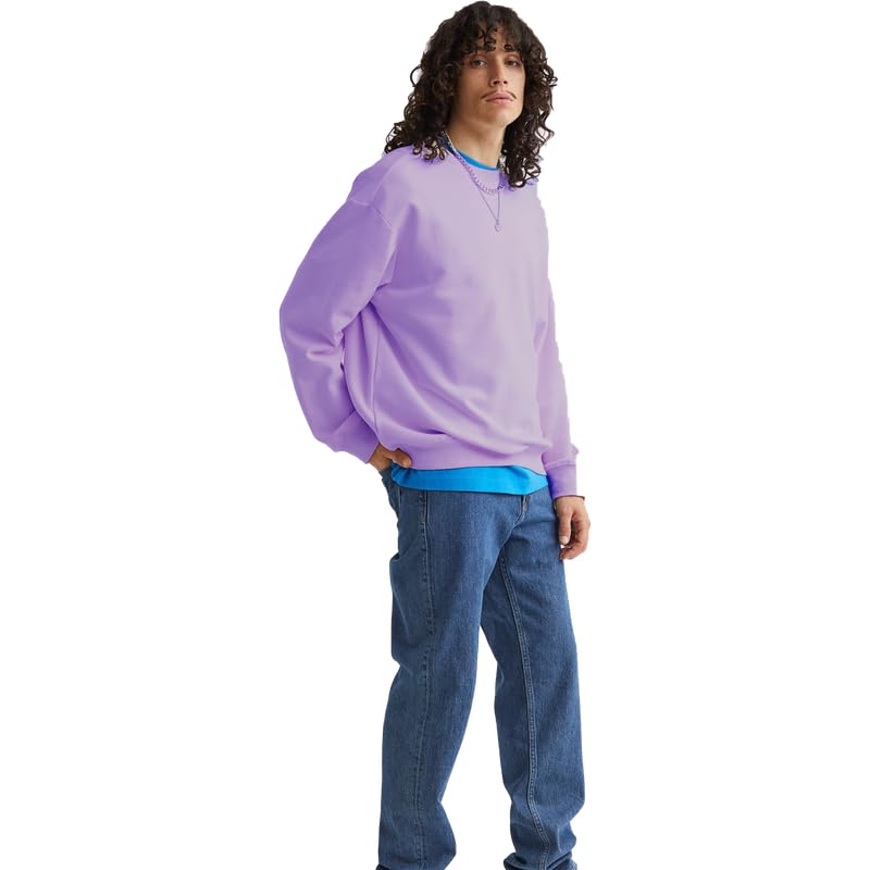 Image of DROBE Cotton Blend Round Neck Solid Sweatshirt for Men