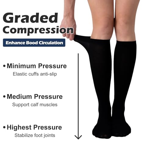 (3 pairs) Compression Socks 20-30 mmHg Long Knee High Socks for Women Men Support Athletic Travel Daily Wear2