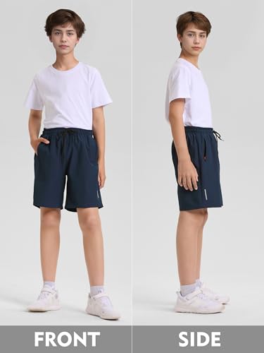 Resinta 3 Pack Boys Athletic Shorts with Zipper Pockets Dry Fit Lightweight Hiking Cargo Shorts for Gym Outdoors3