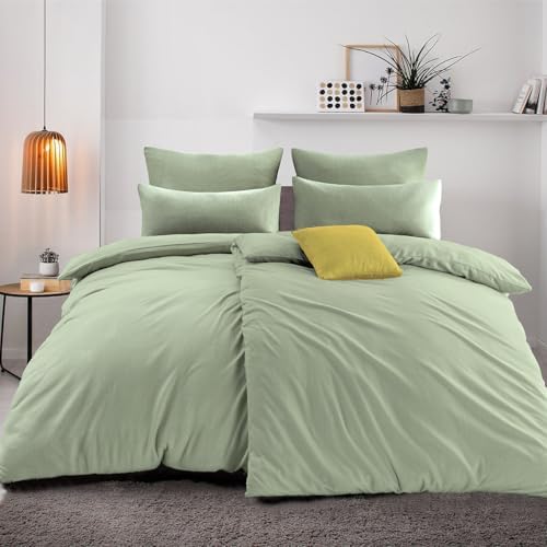 Nesture Winter Warme Thermo Fleece Bettwäsche 135x200 4teilig, Kuschelig weich Bettwäsche Sets, 2 Bettbezug 135 x 200cm flauschig + 2 Kissenbezug 80x80 mit Reißverschluss, Farbe: S