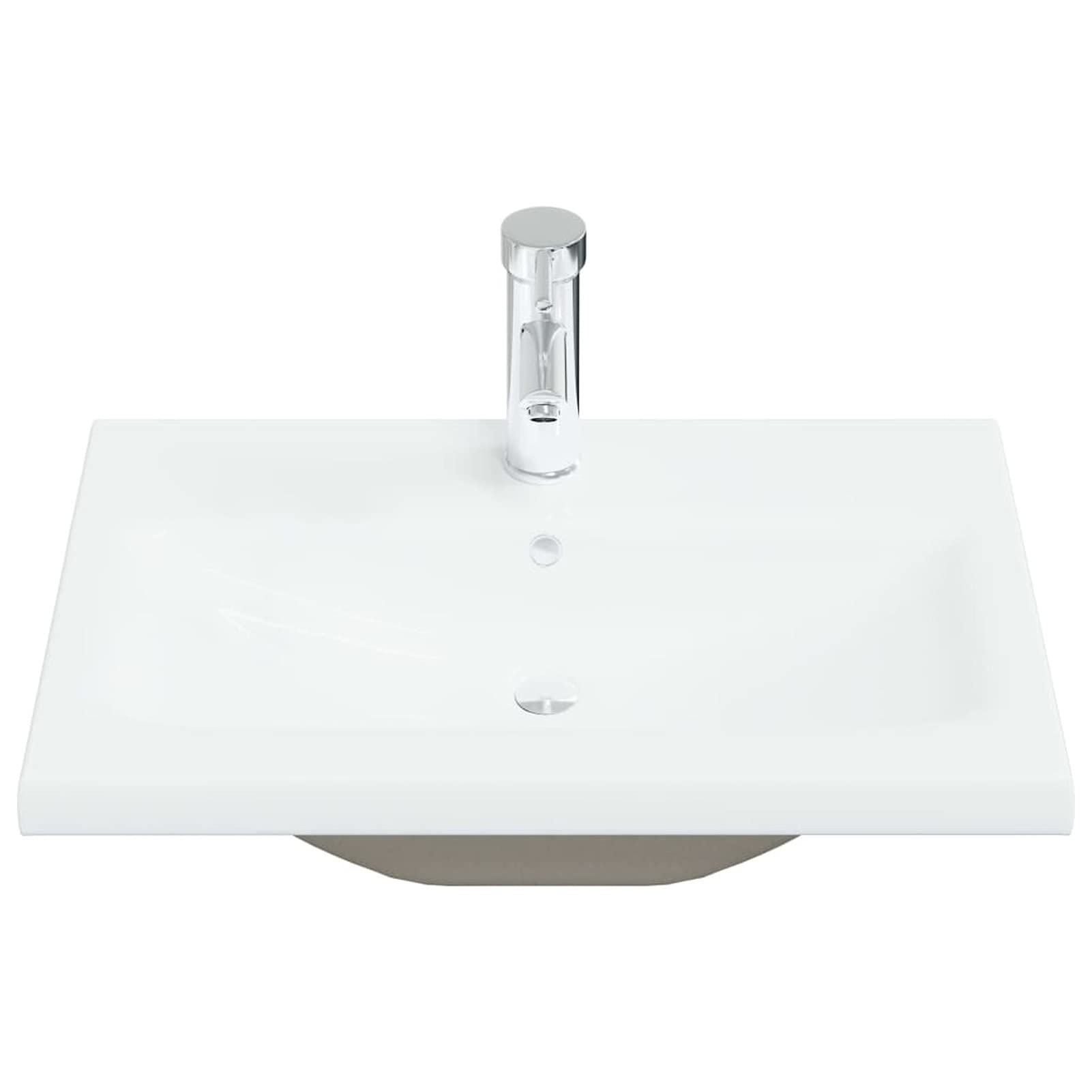 LAPOOH Lavabo Empotrado con Grifo cerámica Blanco 61x39x18 cm, Fregadero, Lavabo Baño, Lavamanos Baño, Lavatorio Casa De Banho, Mueble Lavabo sobre Encimera