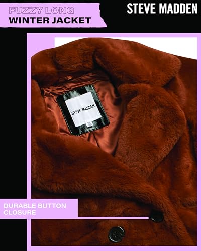 Steve Madden Women's Fur Coat - Cozy Faux Fur Coat for Women - Warm Fuzzy Long Womens Winter Coat and Down Jacket (S-XL)3
