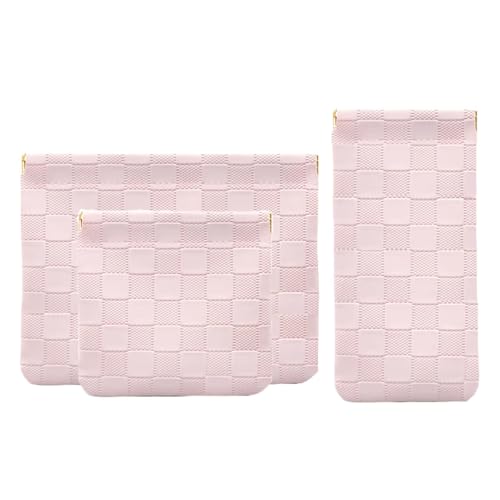 FeciFeco Small Makeup Bag for Purse Pencil Case Mini Cosmetic Bags for Women Coin Purse Organizer Lipstick Cosmetic Accessories Organizer Small Travel Kit Storage Pouch (Multi-size-Pink)