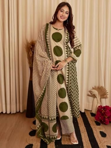 Image of Klosia Women Printed Straight Kurta and Pant Set with Dupatta | Printed Kurta Set | Cotton Kurta Set | Women Kurta Sets | Summer Suit |
