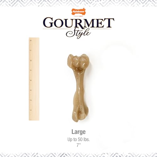 Image of Nylabone Gourmet Style Femur Bone Strong Chew Toy for Dogs, Baby Back Rib Flavor, Large - Up to 50 lb., 1 Count (Pack of 6)