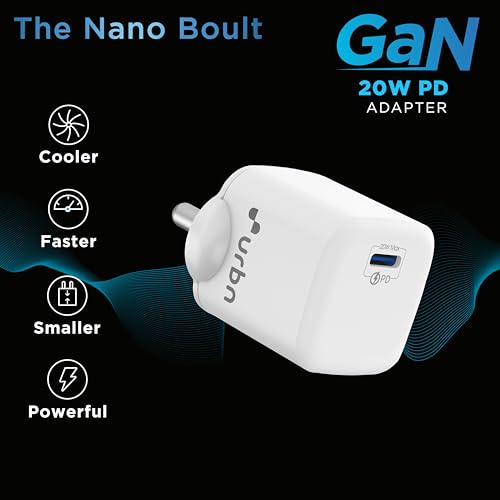 Image of URBN 20W USB-C iPhone Charger | Ultra-Fast Type C Power Delivery PD Adapter with GaN Technology | for iPhone 17 /16 /15 /14 /13 Pro Max, Mini, Samsung Galaxy, Google Pixel, iPad & More (White)