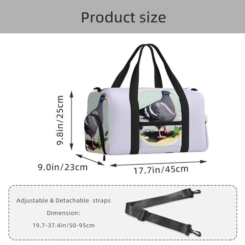 Bolsa de equipaje con palomas grises ideal para tus escapadas de fin de semana y entrenamientos 3