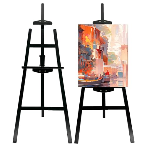 Stuelloaf Adjustable Black Pine Wooden Painting Easel, Art Easel Stand