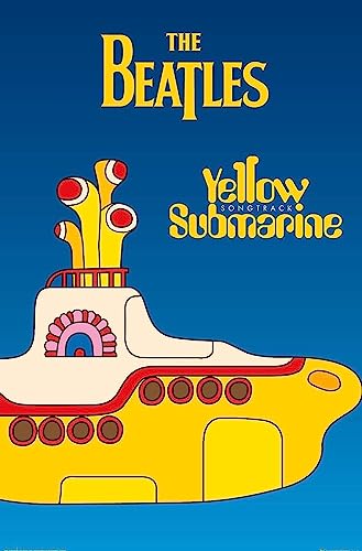 Justwon Poster The Beatles – Poster mural sous-marin jaune, taille 30,5 x 40,6 cm, version roulée sans cadre - Les Beatles, Paul McCartney, John Lennon, RIngo Starr, George Harrison Justwon Poster The Beatles – Poster mural sous-marin jaune, taille 30,5 x 40,6 cm, version roulée sans cadre