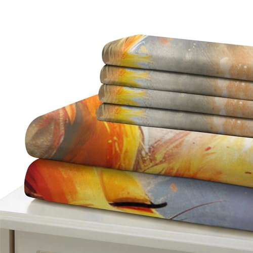 Parure de lit 140x200 housse de couette moderne fox 3D lit simple