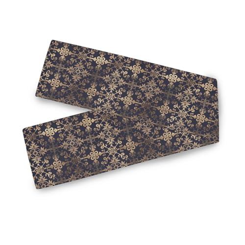 Camino de mesa de flores vintage europeas de color dorado oscuro, 13 x 70 pulgadas, decoración de fiesta de cumpleaños de otoño, camino reutilizable para mesa de 70 pulgadas de largo