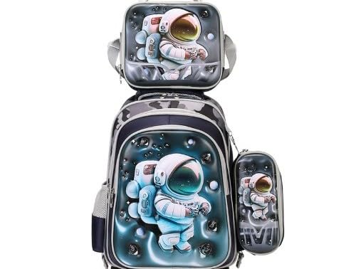 Premium Quality Backpack-, Lightweight Bookbag with 3 Compartments, Front Utility Pocket with side storage- Lunch Box & Organizer included For 6 To 12 years Old.