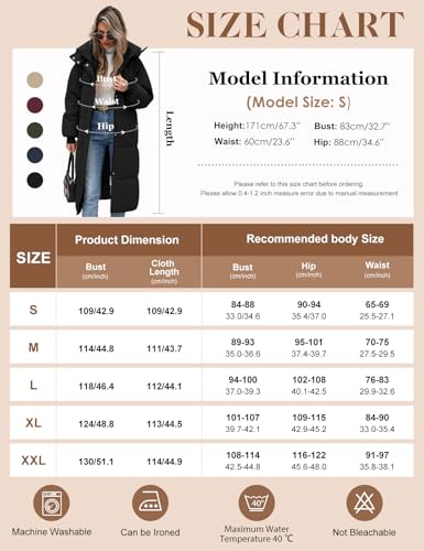 Vancavoo Wintermäntel Damen Lang Daunenmantel Winter Winterjacke Warm Steppmantel Jacke Mantel Daunenjacke Steppjacke mit Kapuze,Schwarz,L