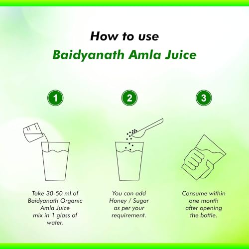 Image of Baidyanath Jhansi Asli Ayurved Amla juice 1L Rich In Vitamin C | Immunity Booster | Safe for Diabetic No Added sugar | Paraben free | Cold-Pressed, Pure & Natural