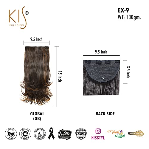 Image of KIS Synthetic Wavy Hair Extensions with 4 Clip-in for Women, Globle | 15 Inches, Natural, Soft Heat Resistant Hair, Thick Washable Reusable, Artificial Hair Clip on Extension for Bridal, Wedding