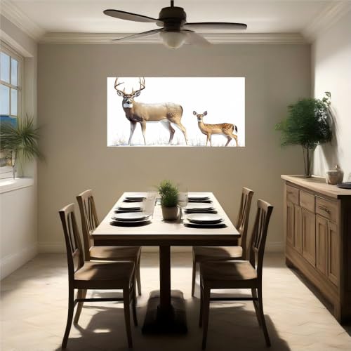 Vinilo pared ciervo de cola blanca con escena de nieve mural adhesivo lavable para casa 5