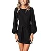 PRETTYGARDEN-Womens-Elegant-Long-Lantern-Sleeve-Short-Dress-Crewneck-Tie-Waist-Knit-Cocktail-Dress PRETTYGARDEN Women’s Elegant Long Lantern Sleeve Short Dress Crewneck Tie Waist Knit Cocktail Dress Black
