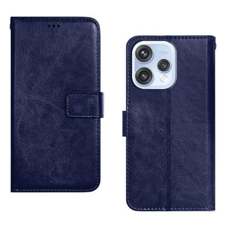Image of amazon basics Oppo Reno 15 5G Flip Cover | Card Pockets Wallet & Stand | Flip Cover for Oppo Reno 15 5G (Blue)