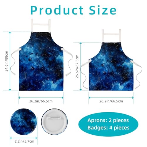 Lot de 2 tabliers multicolores ciel étoilé taille unique avec broches d'ajustement pratiques