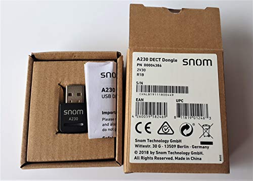 Snom A230 USB DECT-Dongle wird über den vorhandenen USB-Port des Snom Tischtelefons verbunden und dient fortan als DECT Basisstation, Keine Konfiguration nötig, 00004386