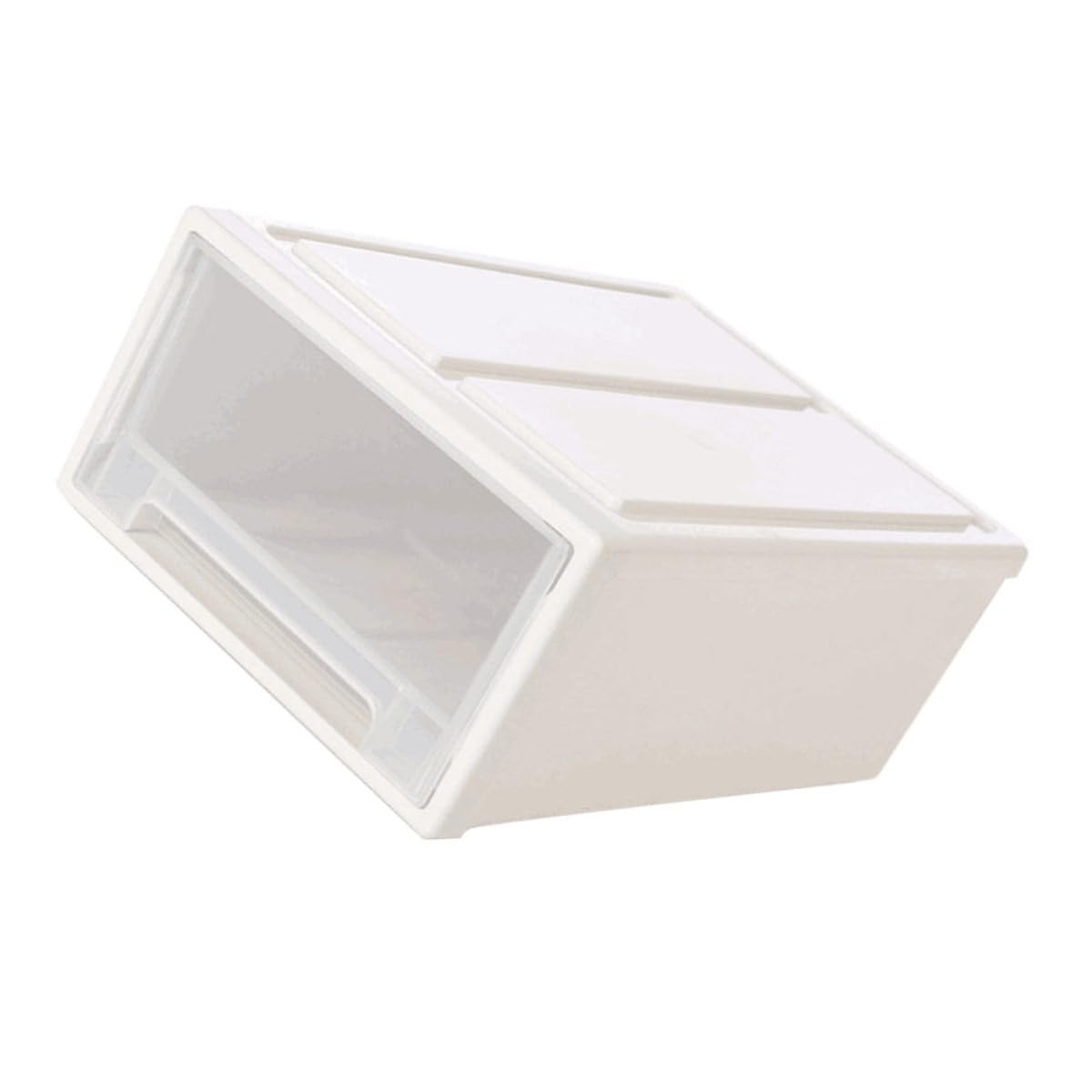 Caja de almacenamiento apilable de plástico blanco para ropa y zapatos en el hogar