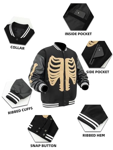 Varsity Jackets Faux Leather Bomber Jacket Halloween Letterman Jacket Outerwear Coat4