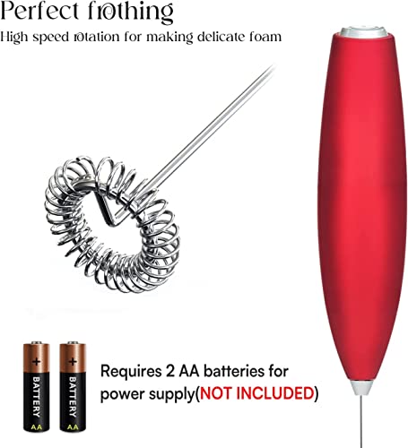 Image of Unleash the BARISTA in you with BAZIX Milk Frother with FREE 16 TYPES of STENCIL DESIGNS worth Rs. 300 for making Cafe Style Drinks at Home- Handheld-Battery Operated-Milk and Coffee Frother, Stainless Steel Whisk and Stand, Portable Foam Maker, Cappuccino, Lattes, and Egg Beaters