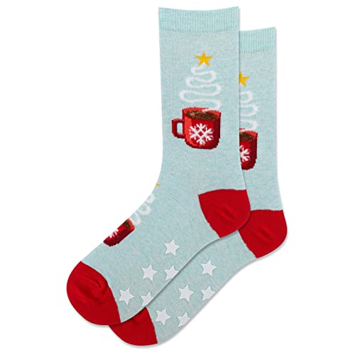 Image of Hot Sox Women's Christmas Coffee Non Skid Socks 1 Pair, Mint Melange, Women's 9-11 Shoe
