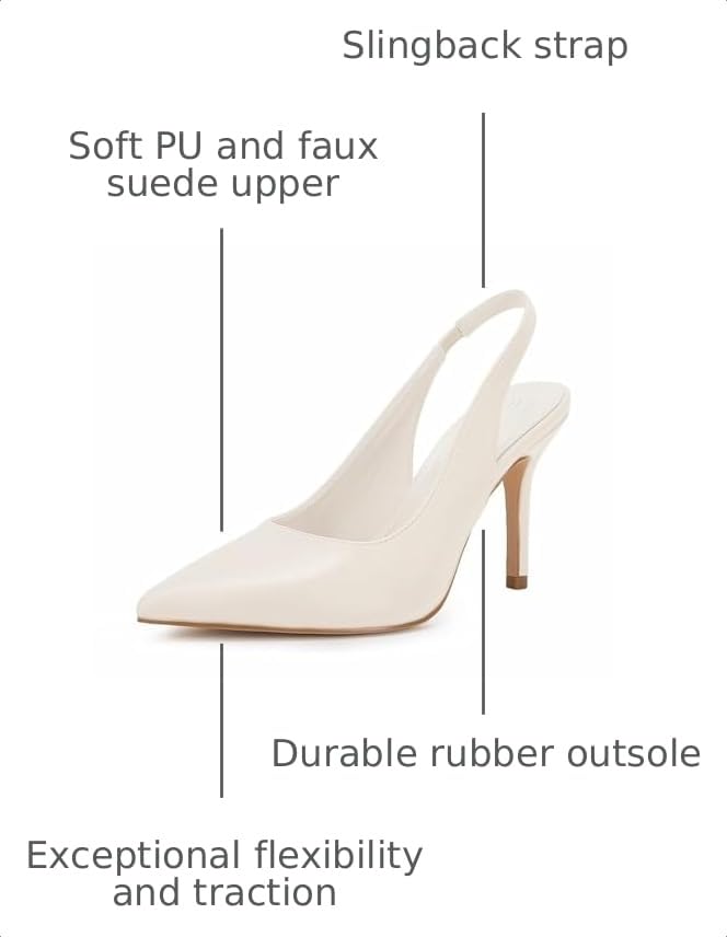 Image of Womens Slingback High Heels Pointed Toe Slip On Dress Shoes | Closed Toe,Stiletto Heels,Women's Pumps,Dressy Casual,Party,Wedding,Prom,Work Shoes,Going Out