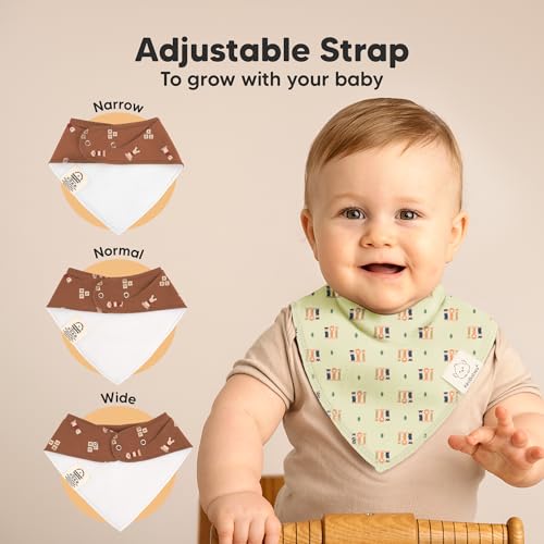 8-Pack Organic Baby Bandana Bibs for Boys, Girls - Super Absorbent Triangle Baby Bibs for Drooling and Teething Infant, 100% Cotton Extra Soft for Newborn, Infant 0-36 Months (Toy Land)3
