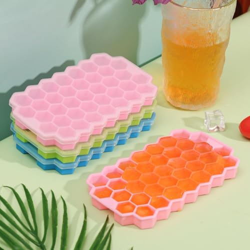 Molde de silicona para cubitos de hielo 37 cubos rosa miniatura 3