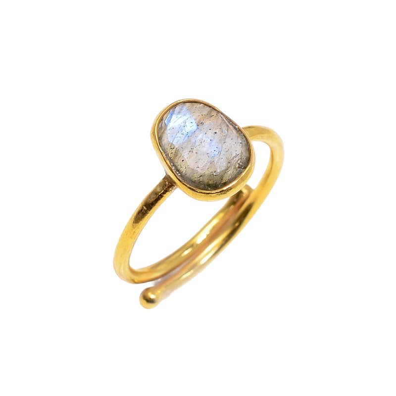Bague Labradorite bleue naturelle et argent 925 : l'éclat d'un bijou ajustable de prestige