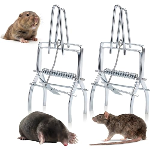 2 Pack Mole Traps Reusable Easy-Set Mechanical Trap for Lawns Gardens and Farmland