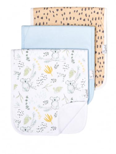Image of Copper Pearl Premium Baby Burp Cloths - 3-Pack Large Cotton Burp Cloths, Extra Soft Spit Up Rags with 3 Absorbent Layers, Perfect for Baby Boy and Baby Girl Gifts (21" x 10" Size, Aussie Set)