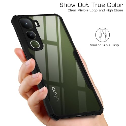 Image of Jkobi Hybrid Back Cover Case for Vivo Y400 (Shockproof with Polycarbonate Clear Panel | Professional Black)
