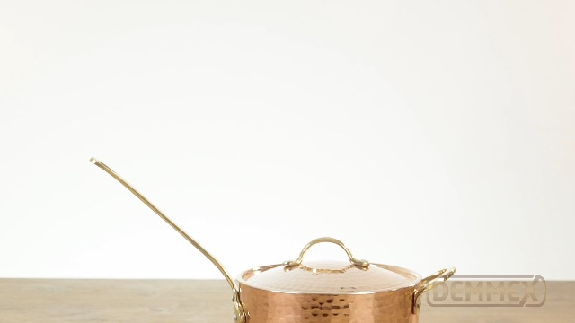 DEMMEX 1.2mm Thick Hammered Uncoated Copper Saucepan with Lid & Helper Handle, Food-Safe Tin Lined (1.7-Quart)