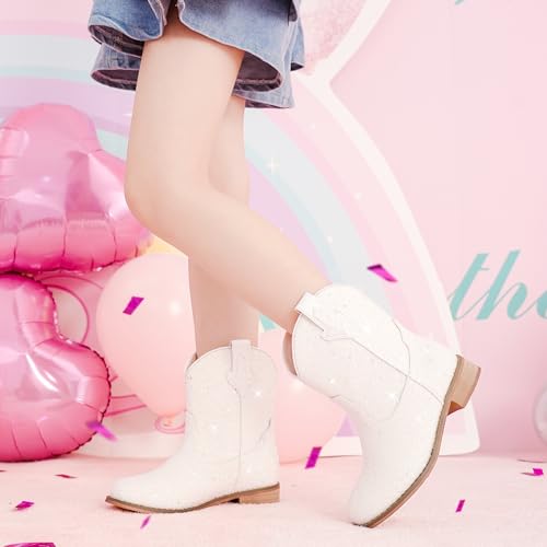Image of Motasha Toddler Girls Cowgirl Boots Glitter Toddler Cowboy Boot Ankle Girls Boots Little Kids Horse Riding Shoes Party Birthday