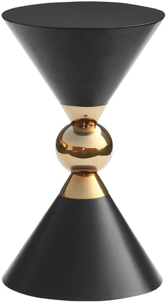 Meridian Furniture 289-ET Malia Collection Modern | Contemporary Hourglass Designed Gold Metal End Table, Black, 14" W x 14" D x 21" H