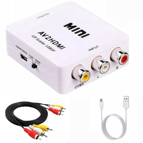 Kit Conversor RCA para HDMI Com Cabo, AV para HDMI, Mini 1080P Co...
