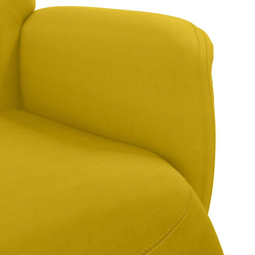 Fotel relaksacyjny z podnóżkiem, żółty, aksamit, regulowany, ergonomiczny, z tapicerowanym podłokietnikiem i oparciem, do salonu, do czytania, biura, kominka, salonu