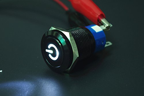 Smakn 19Mm 12V Car Boat Black Metal Push Button Switch White Led Latching On-Off Sales #TOP6