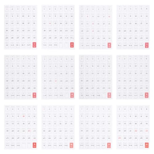 ERINGOGO 3個手帳用カレンダー付箋ステッカー 耐久性良好で剥がしやすい ノート整理に 持ち運び簡単 紙素材使用 日対応シンプルデザイン