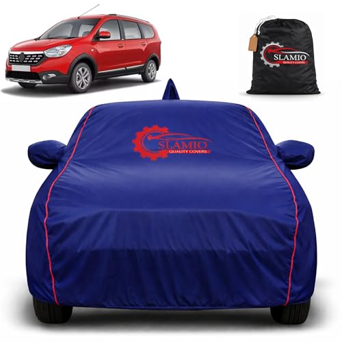Image of Premium 100% Waterproof Car Cover for Renault's Lodgy | All-Weather, UV & Dust Protection | Heavy-Duty 3-Layer Fabric | Custom Fit with Mirror & Antenna Pockets | Navy Blue