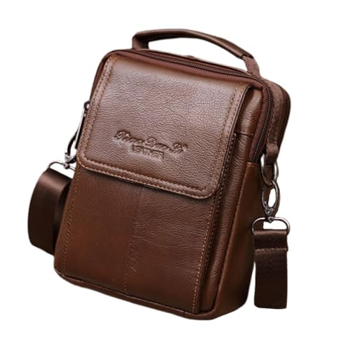 Leather Shoulder Bag Small Messenger Pack Handbag Purse Sling Satchel Formal Travel Business Model 4-Black - Main Image